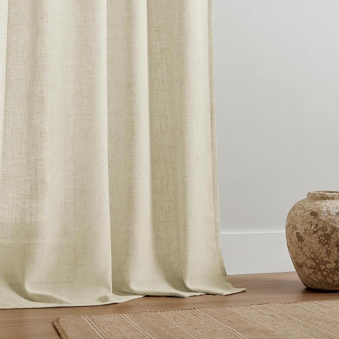 Joydeco Linen Curtains 84 Inch Length 2 Panel Sets, Light Filtering Curtains - Image 6