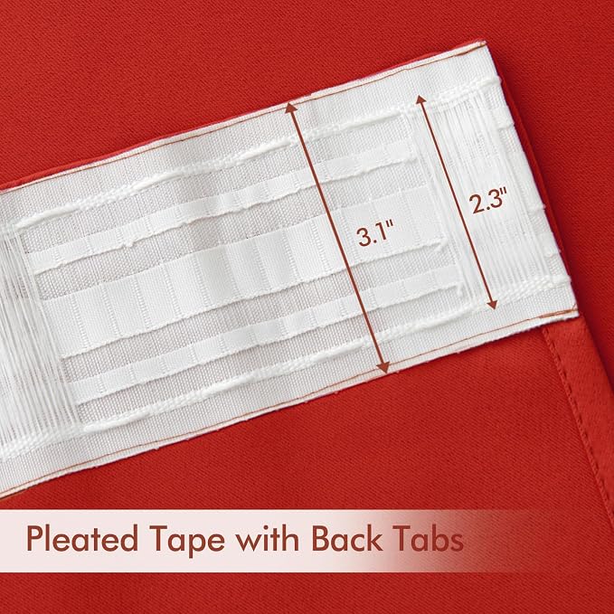 MIULEE Christmas Red Back Tab Blackout Curtains 90 Inches Long 2 Panels Set - Image 4