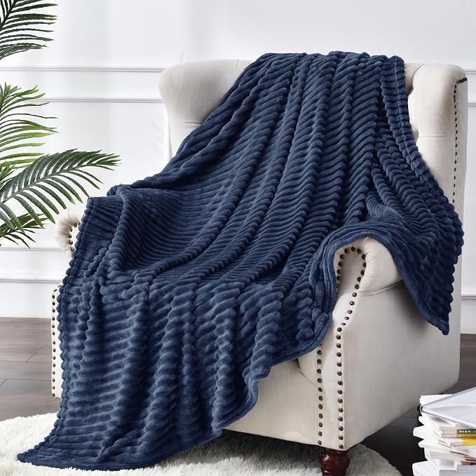 BEDELITE Fleece Throw Blanket for Couch – 3D Ribbed Jacquard Soft and Warm - Image 8
