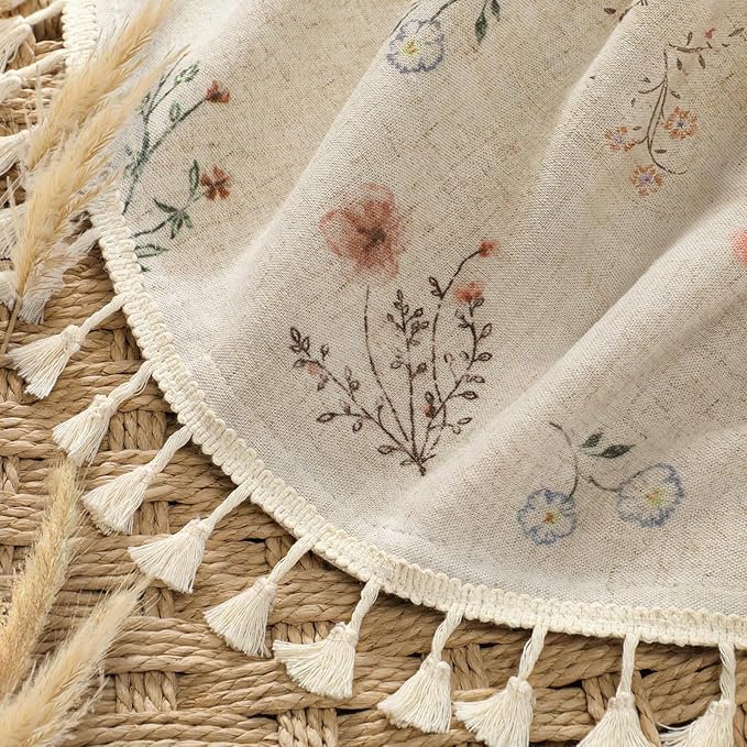Boho Floral Spring Light Filtering Curtains 72 Inch Length 2 Panels Set - Image 2