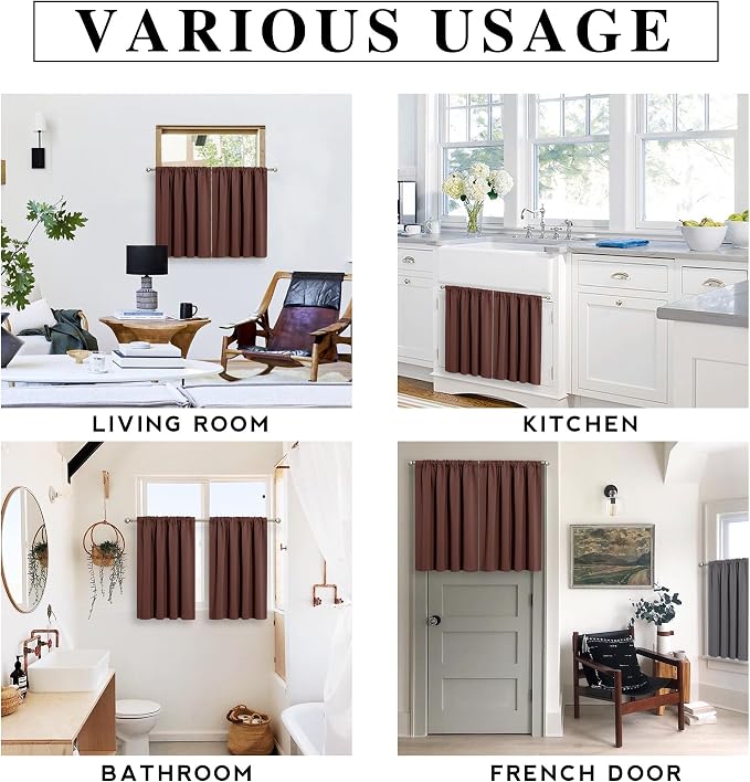 RYB HOME Blackout Cafe Curtains 30 inch Length, Short Light UV Heat Blocking - Image 5