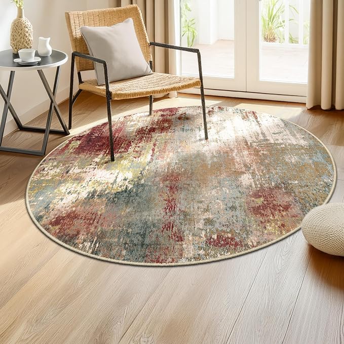 Washable Area Rugs 4ft Non-Slip Modern Abstract Soft - Image 2