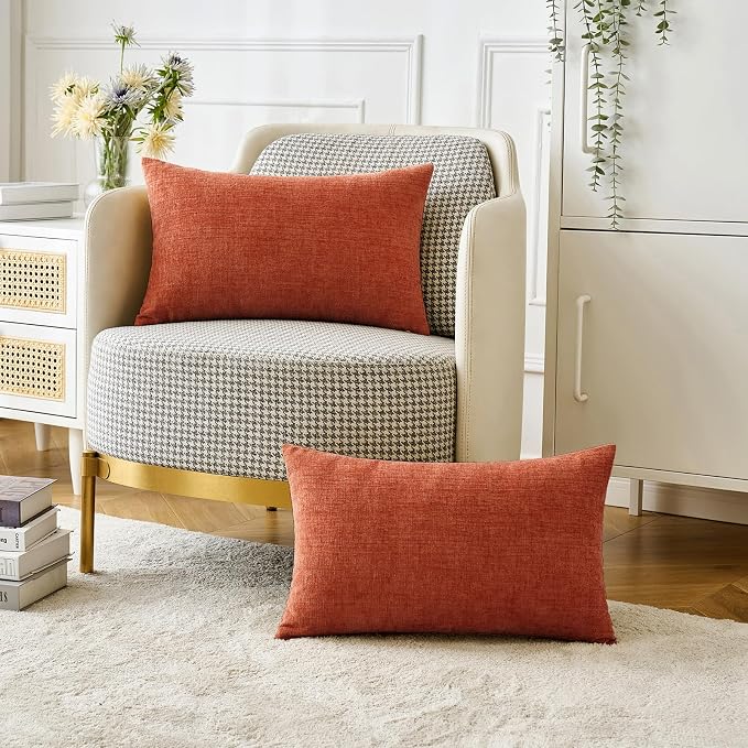 MIULEE Pack of 2 Couch Throw Pillow Covers 12x20 Inch Soft Burnt Orange - Image 5