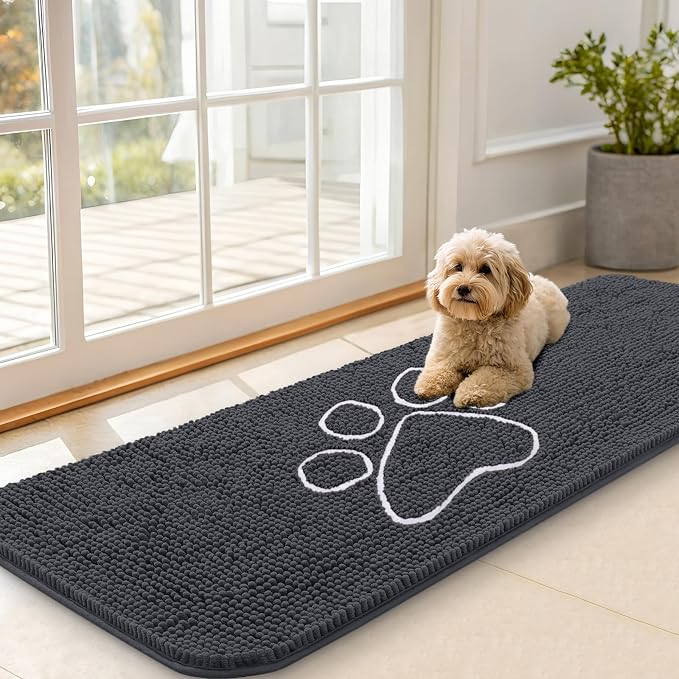 OLANLY Dog Door Mat for Muddy Paws 59x20, Paw Print Design, Absorbs Moisture by OLANLY