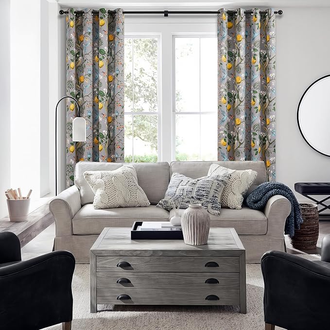 Topfinel Kitchen Curtains 45 Inch Length Gray Vintage Blackout Curtains - Image 6