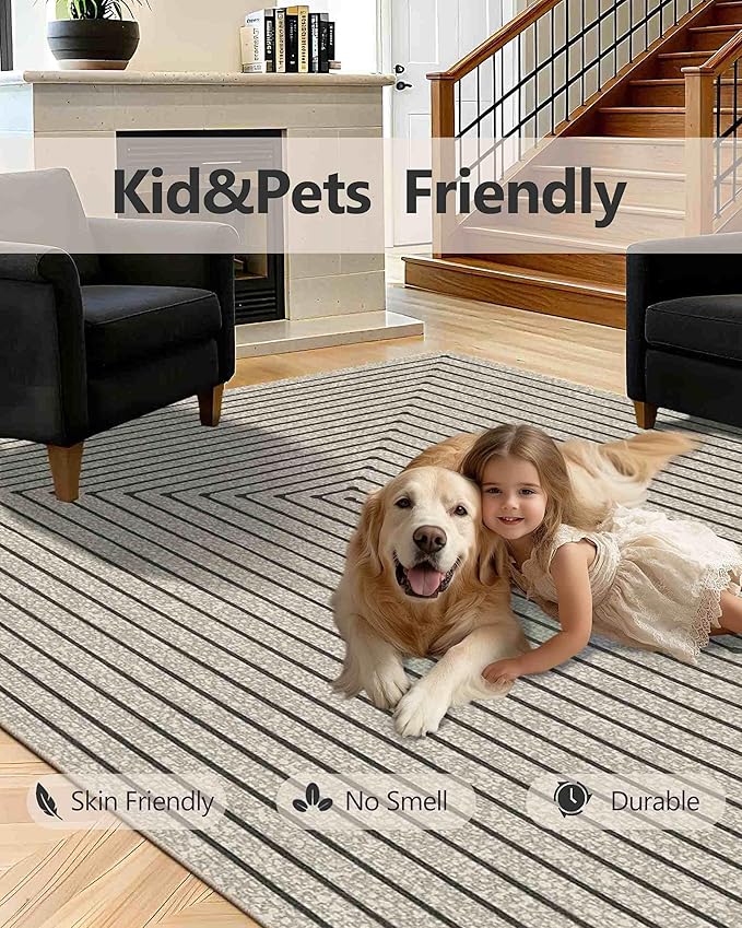 Latte&Fog 9x12 Area Rug for Living Room, Extra Large Beige Modern Abstract - Image 7