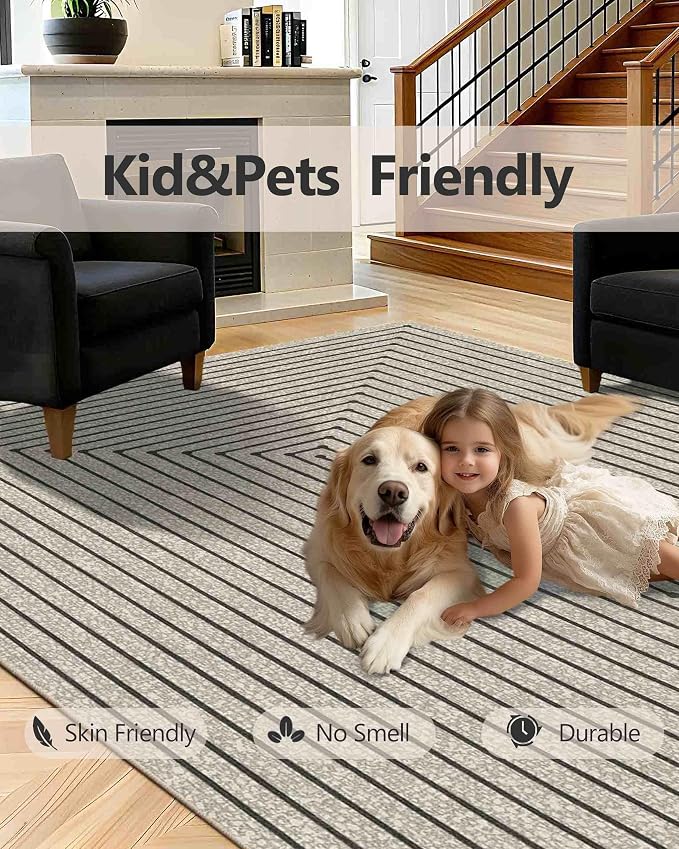 Latte&Fog 2x3 Entryway Rug, Small Modern Abstract Door Mat, Washable Kitchen Rug - Image 5