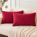 MIULEE Pack of 2 Red Couch Throw Pillow Covers 12x20 Inch Soft Chenille Lumbar by MIULEE