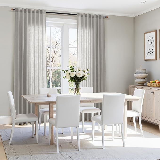 Nanspring Light Gray Linen Curtains 63 Inch Length - Image 7