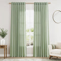Nanspring Mist Sage Linen Curtains 84 Inch Length 2 Panels Set by Nanspring