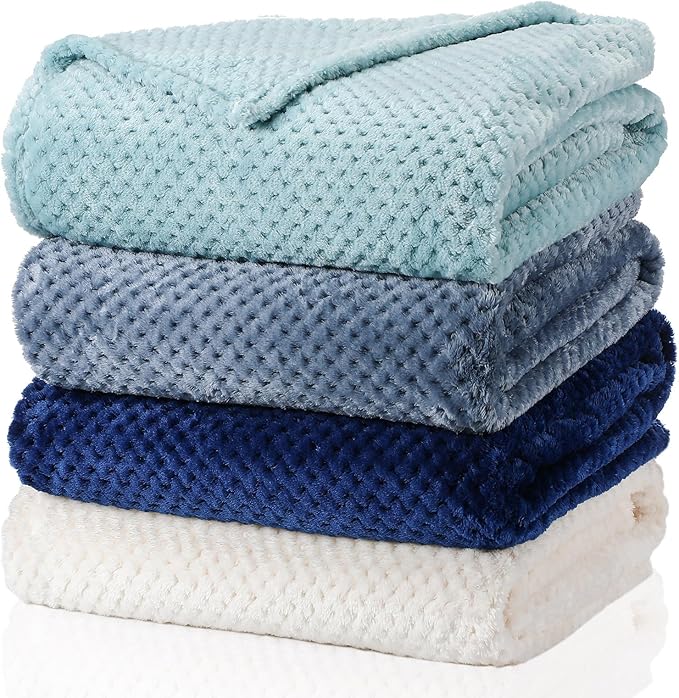 Newwiee 4 Pcs Flanne Fleece Throw Blanket by Newwiee