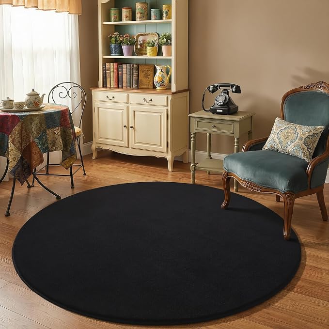 Amearea Black Round Area Rugs 5ft Washable Circle Rugs - Image 7
