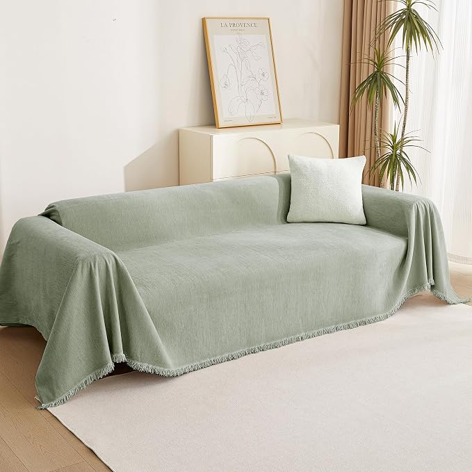 MYSKY HOME Chenille Sofa Slipcovers Sage Green Sofa Covers - Image 9