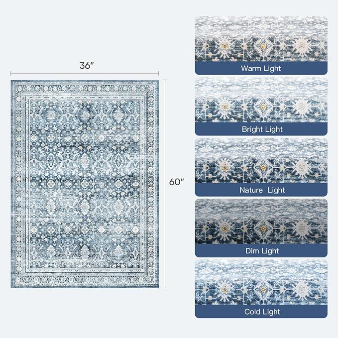 Lofus 3x5 Area Rug for Entryway, Washablee Soft Rugs for Bedroom, Living Room - Image 2