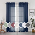 OVZME 2 Panels Sheer Navy Blue Curtains 72 Inches Length Window Treatment by OVZME