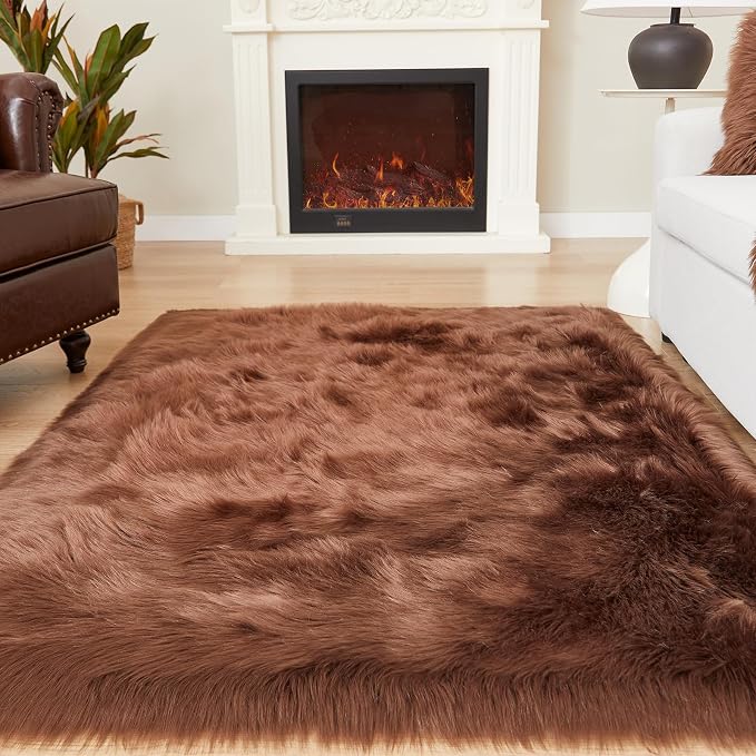 EasyJoy Ultra Soft Fluffy Shaggy Area Rug Faux Fur Rug Chair Cover Seat Pad - Image 3