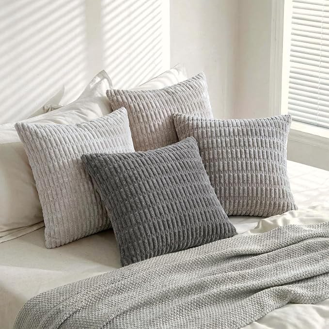 Fancy Homi Set of 4 Grey and White Boho Decorative Throw Pillow Covers 28x28 - Image 8