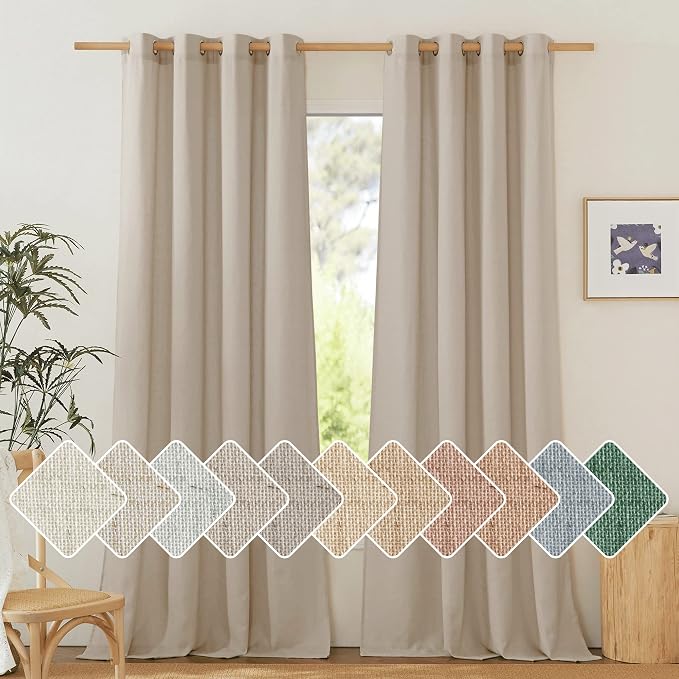 NICETOWN Thick polyester and linen Curtains 96 inch Long, Grommet Semi Sheer by NICETOWN