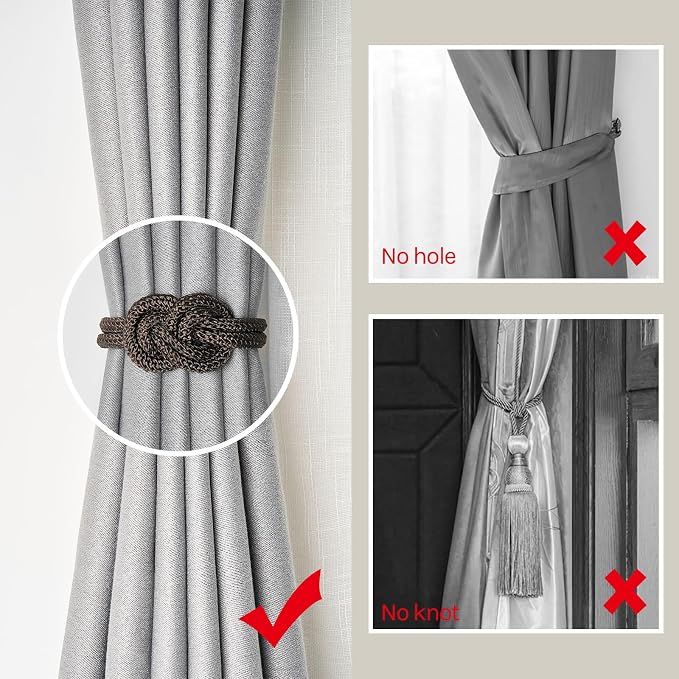 NICEEC 4 Pack Mini Magnetic Curtain Tiebacks Nordic Simple Style Drape Tie - Image 4