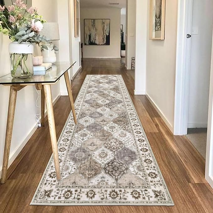 HEBE Hallway Runner Rug 2'x8' Washable Vintage Distressed Area Rugs Non Slip - Image 7