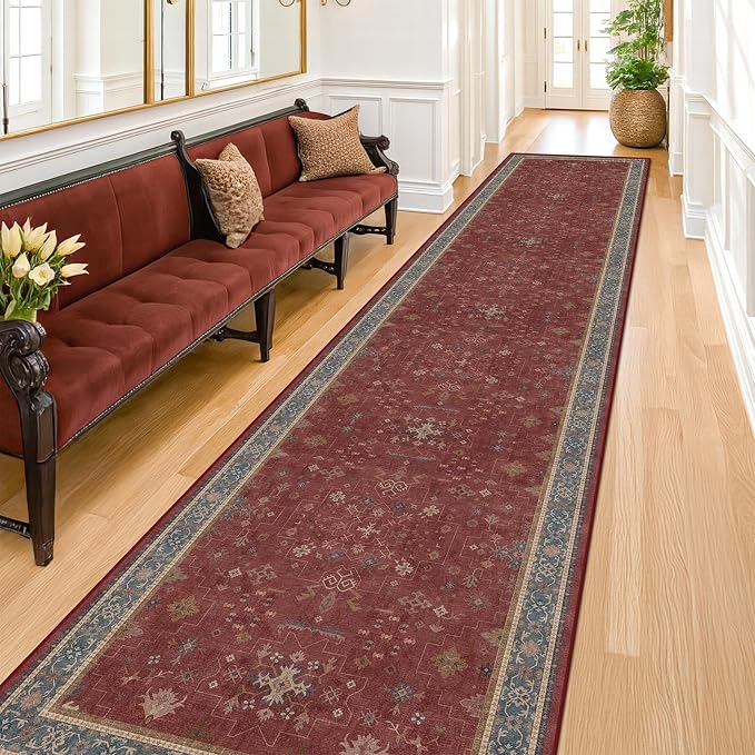 Hazo Haus Non Slip 10ft Long Hallway Runner Rug Burgundy - Image 3