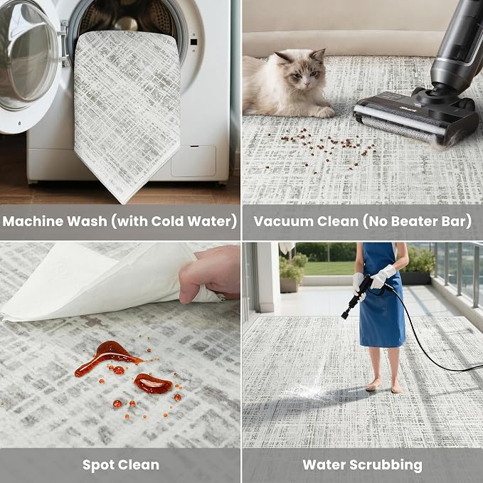 6x9 Area Rugs Washable Rug: Anti-Skid Abstract Modern Living Room Rug Soft Thin - Image 5