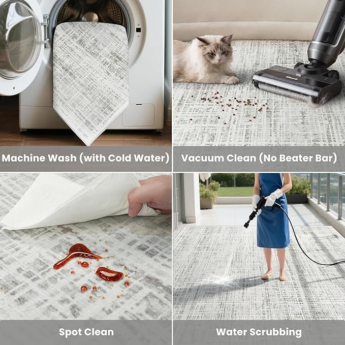 5x7 Area Rugs Washable Rug: Anti-Skid Abstract Modern Living Room Rug Soft Thin - Image 5