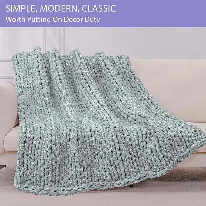 Bigacogo Chunky Knit Throw Blanket - Image 3