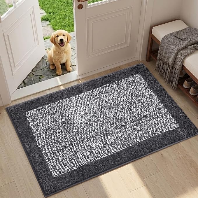 36x24 Large Bathroom Rugs Washable Non Slip, Dark Grey Bath Mat - Image 3
