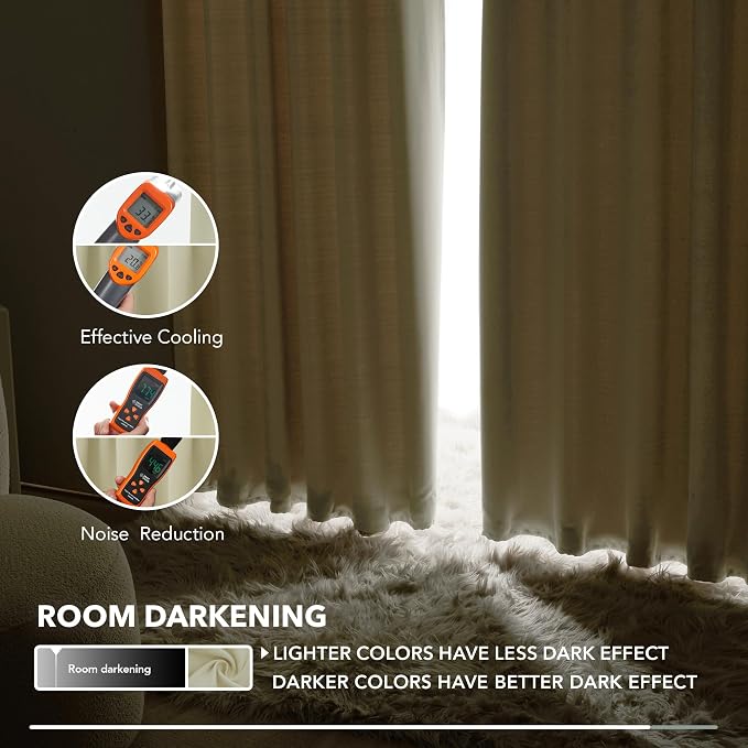 Deconovo Blackout Curtains, Thermal Insulated, W52 x L54 2 Panels, Back Tab - Image 8