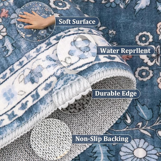 Yamaziot Washable Runner Rug 2x8 – Non Slip Boho Floral Hallway Runner Rug - Image 6