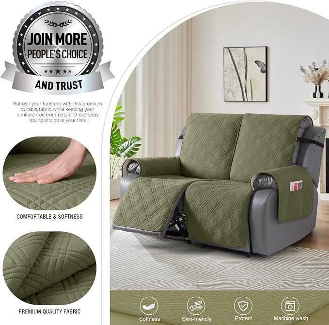 TAOCOCO 100% Waterproof Loveseat Recliner Covers 2 Seater, Split Loveseat Covers - Image 3