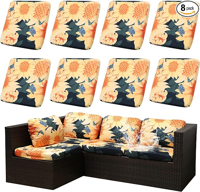 Outdoor Cushion Covers Set, Replacement by SUKAIKEQA