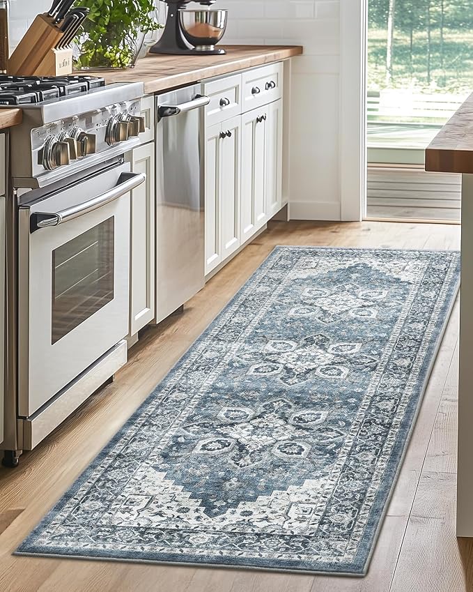 AMADA HOMEFURNISHING 2x5 Washable Runner Rug, Low-Profile Kitchen Rugs by AMADAHOMEFURNISHING