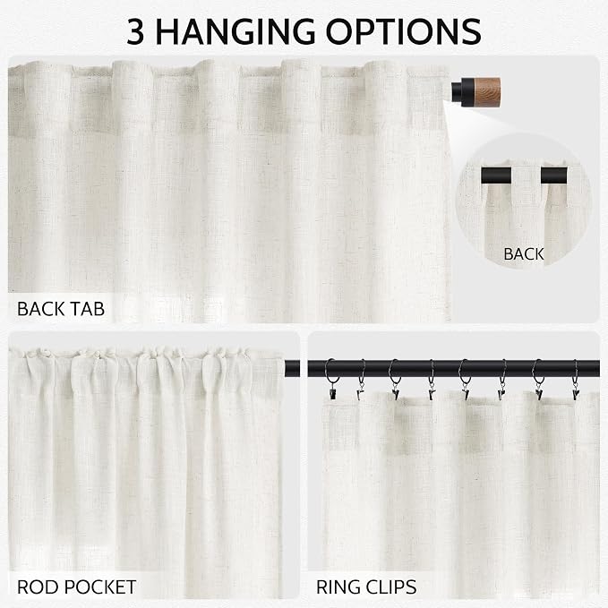 Nanspring Neutral Linen Curtains 72 Inches - Image 2