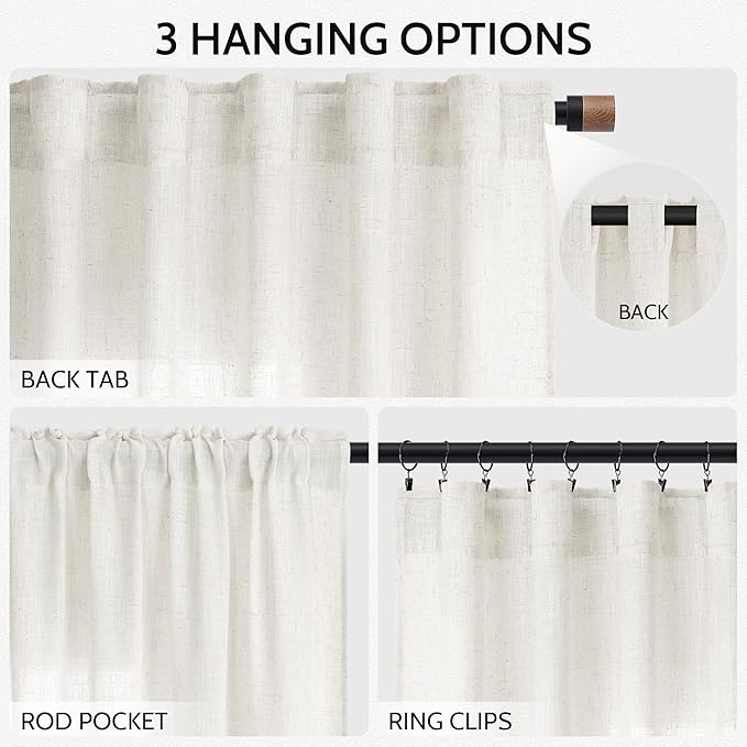 Neutral Linen Curtains 72 Inches - Image 2