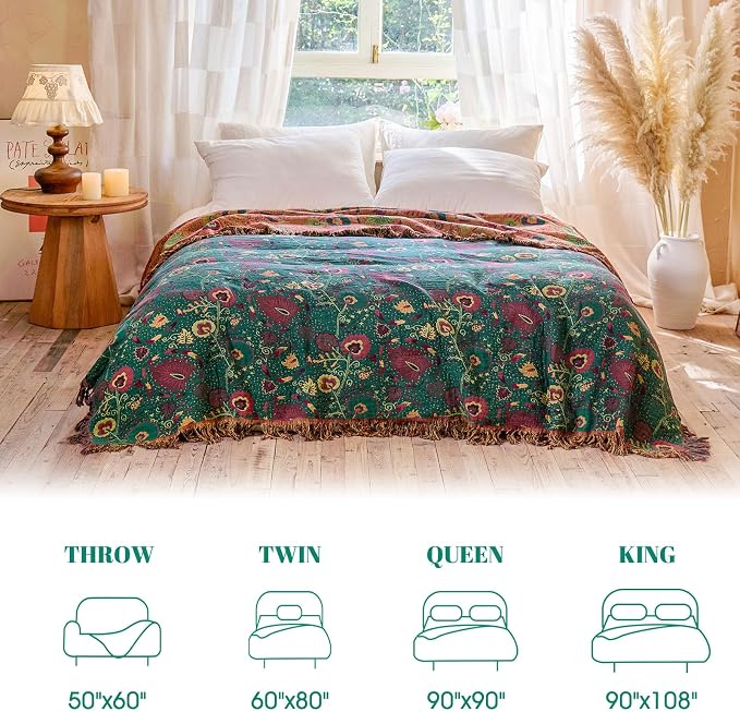 MSGKV Boho Throw Blanket for Couch and Sofa Cotton Blankets for Living Room - Image 6