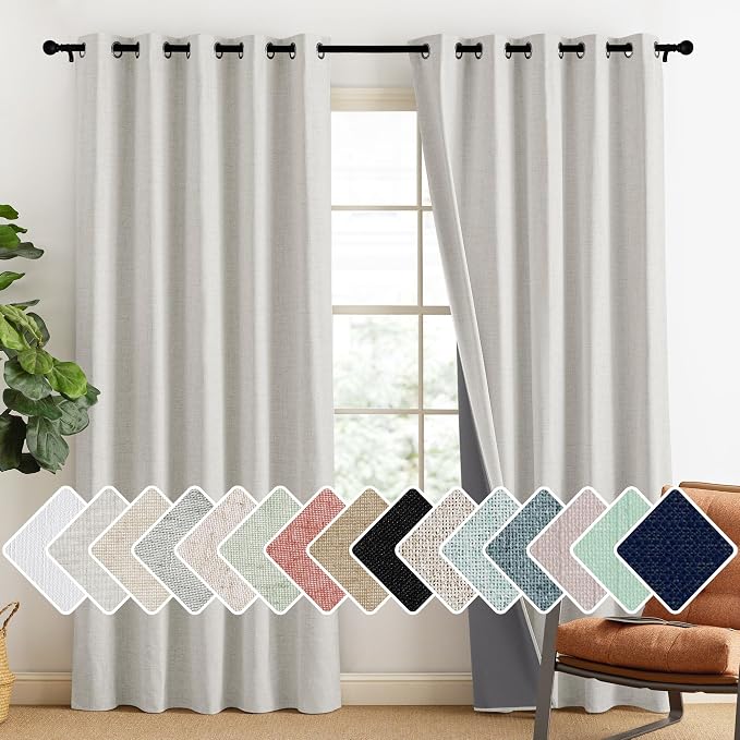 NICETOWN Snowbound Vintage Linen 100% Blackout Curtains by NICETOWN