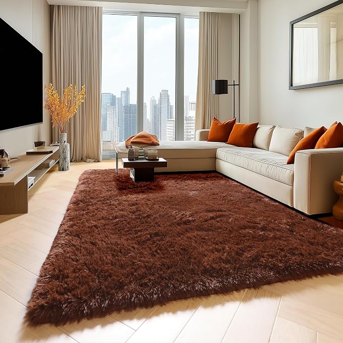 ONASAR Brown 6x9 Area Rugs for Living Room Bedroom, Large Fluffy Bedside Throw - Image 4