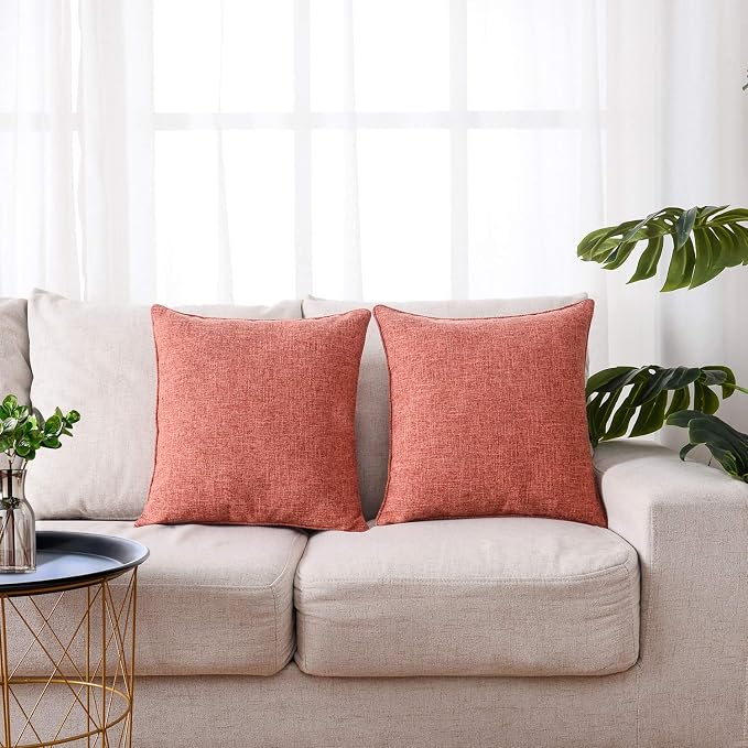 HPUK Linen Throw Pillow Covers Pack of 2, 18x18 Inch Accent Cushion Covers - Image 2