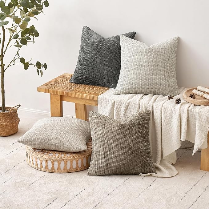 MIULEE Pack of 4 Couch Throw Pillow Covers 16x16 Inch Neutral Soft Decorative - Image 4