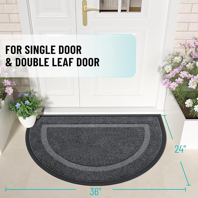 OLANLY Half Circle Door Mat Indoor Outdoor Entrance Welcome, Waterproof - Image 2