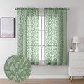 Lecloud Leia Sage Green Sheer Curtains 63 Inch Length 2 Panels, Light Filtering by Lecloud