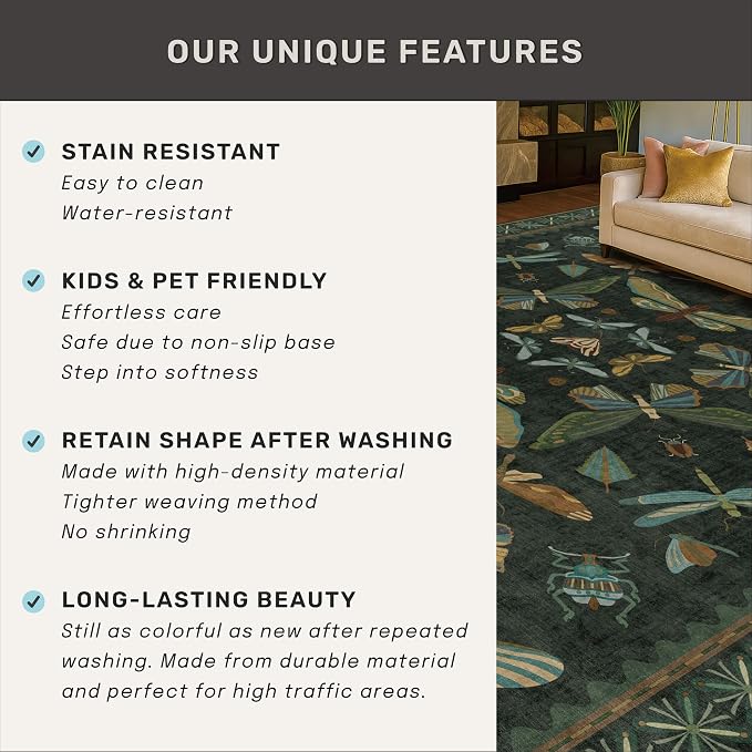 Dark Green 2'6"x12' Long Runner Rugs - Image 7