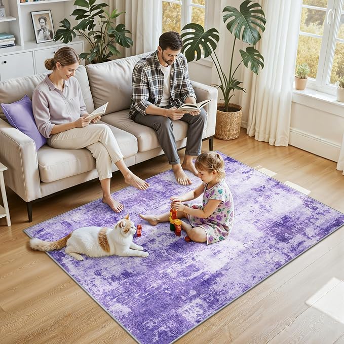 Washable Area Rugs 4'x6' Non-Slip Modern Abstract Soft - Image 2