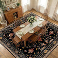 Area Rugs Square 10ft Washable Non-Slip, Floral Vintage Distress Print Pattern by RELEANY