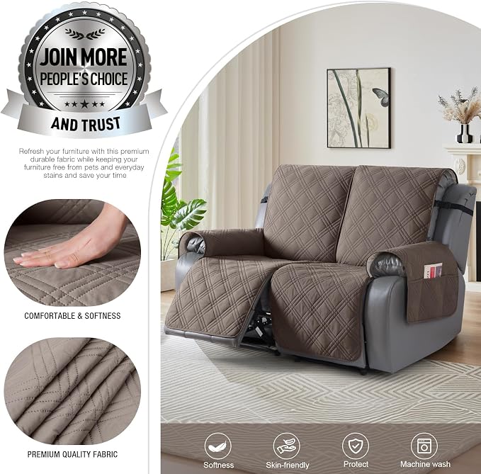 TAOCOCO 100% Waterproof Recliner Loveseat Cover Non Slip Couch Cover - Image 2