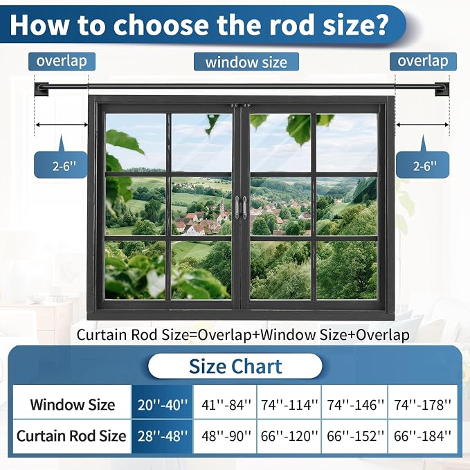 Black Curtain Rods for Windows 28-48Inch Heavy Duty French Return Rod, Wrap - Image 9
