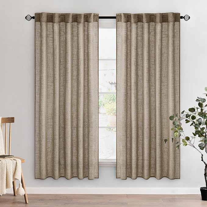 MIULEE Taupe Grey Linen Curtains 72 Inch Length 2 Panels by MIULEE