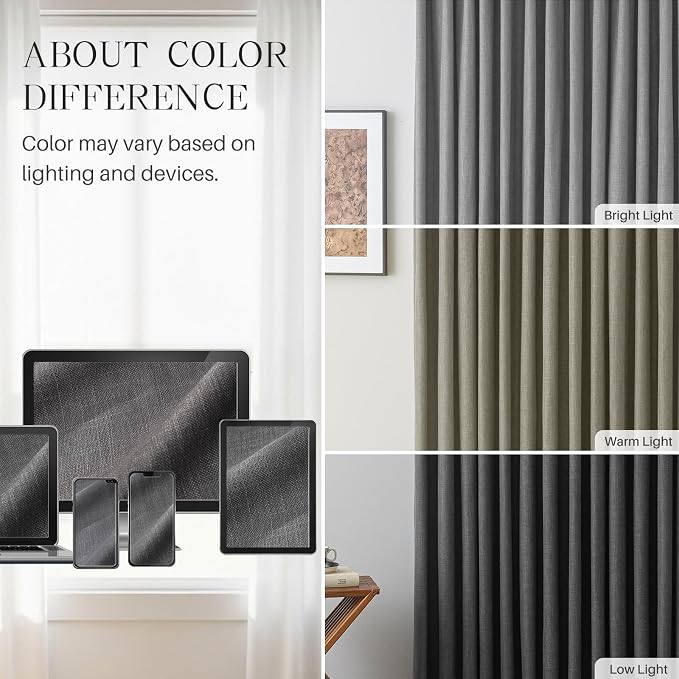 AUSSPVOCT Pinch Pleated 95 Inch Linen Curtains 100% Blackout - Image 9